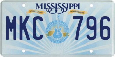 MS license plate MKC796