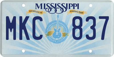 MS license plate MKC837