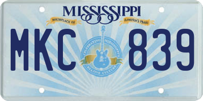 MS license plate MKC839
