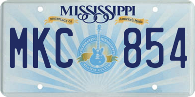 MS license plate MKC854
