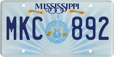 MS license plate MKC892