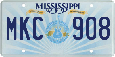 MS license plate MKC908