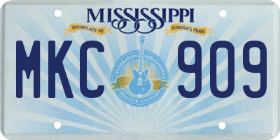 MS license plate MKC909