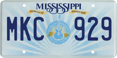 MS license plate MKC929