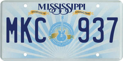 MS license plate MKC937