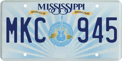 MS license plate MKC945