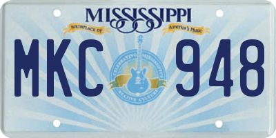 MS license plate MKC948