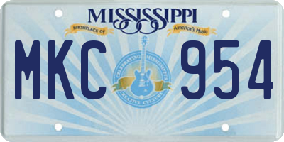 MS license plate MKC954