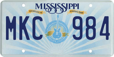 MS license plate MKC984