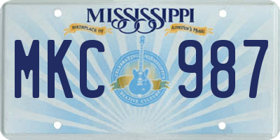 MS license plate MKC987