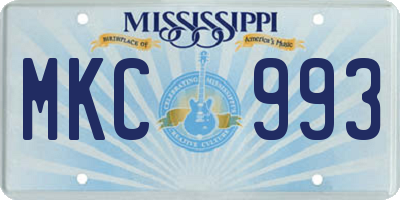MS license plate MKC993