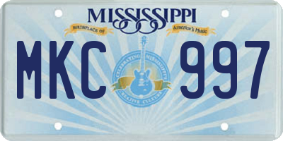 MS license plate MKC997