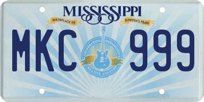 MS license plate MKC999