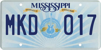MS license plate MKD017
