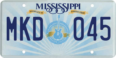 MS license plate MKD045