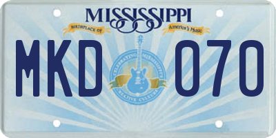 MS license plate MKD070