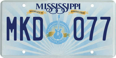 MS license plate MKD077