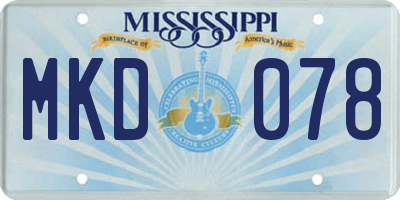 MS license plate MKD078