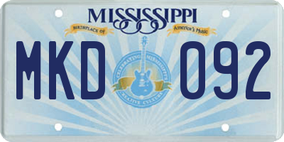 MS license plate MKD092