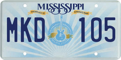 MS license plate MKD105