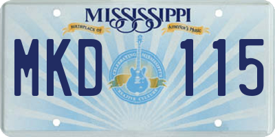 MS license plate MKD115