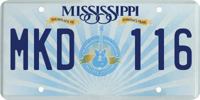 MS license plate MKD116