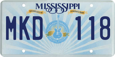MS license plate MKD118