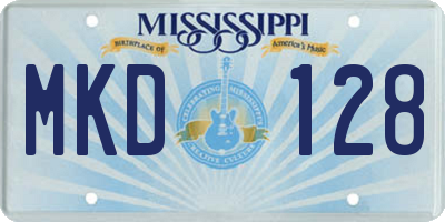 MS license plate MKD128