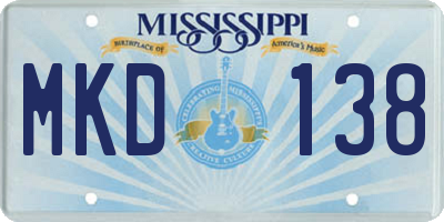 MS license plate MKD138