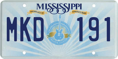 MS license plate MKD191