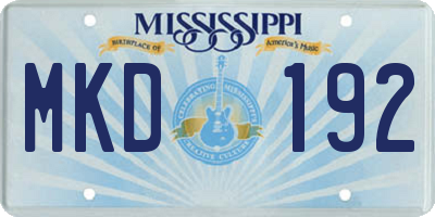 MS license plate MKD192