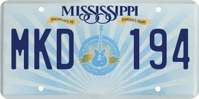 MS license plate MKD194