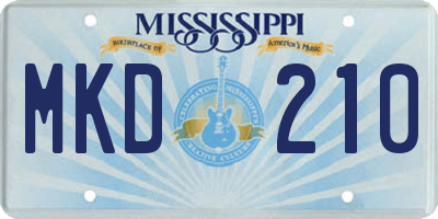 MS license plate MKD210