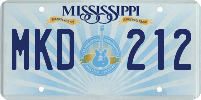 MS license plate MKD212