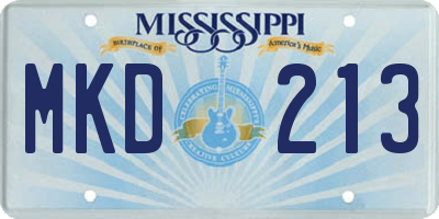 MS license plate MKD213