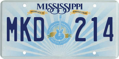 MS license plate MKD214