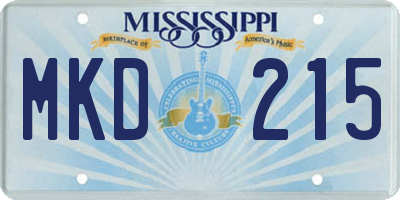 MS license plate MKD215