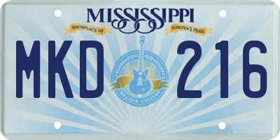 MS license plate MKD216