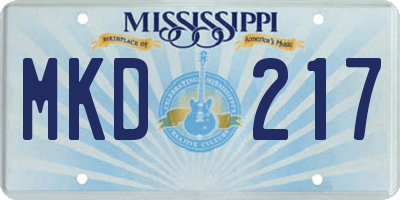 MS license plate MKD217