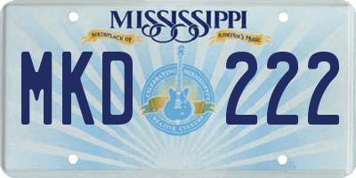 MS license plate MKD222