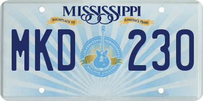 MS license plate MKD230