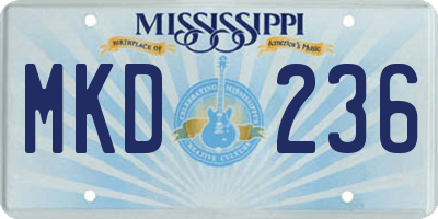 MS license plate MKD236