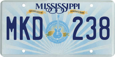 MS license plate MKD238