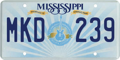 MS license plate MKD239