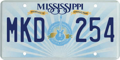 MS license plate MKD254