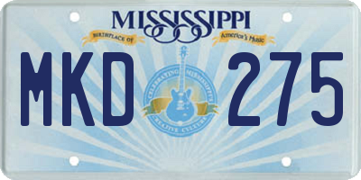 MS license plate MKD275