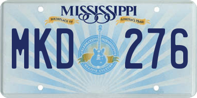 MS license plate MKD276