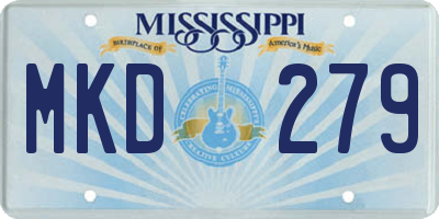 MS license plate MKD279