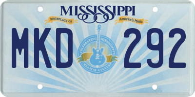 MS license plate MKD292