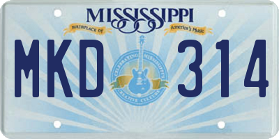 MS license plate MKD314